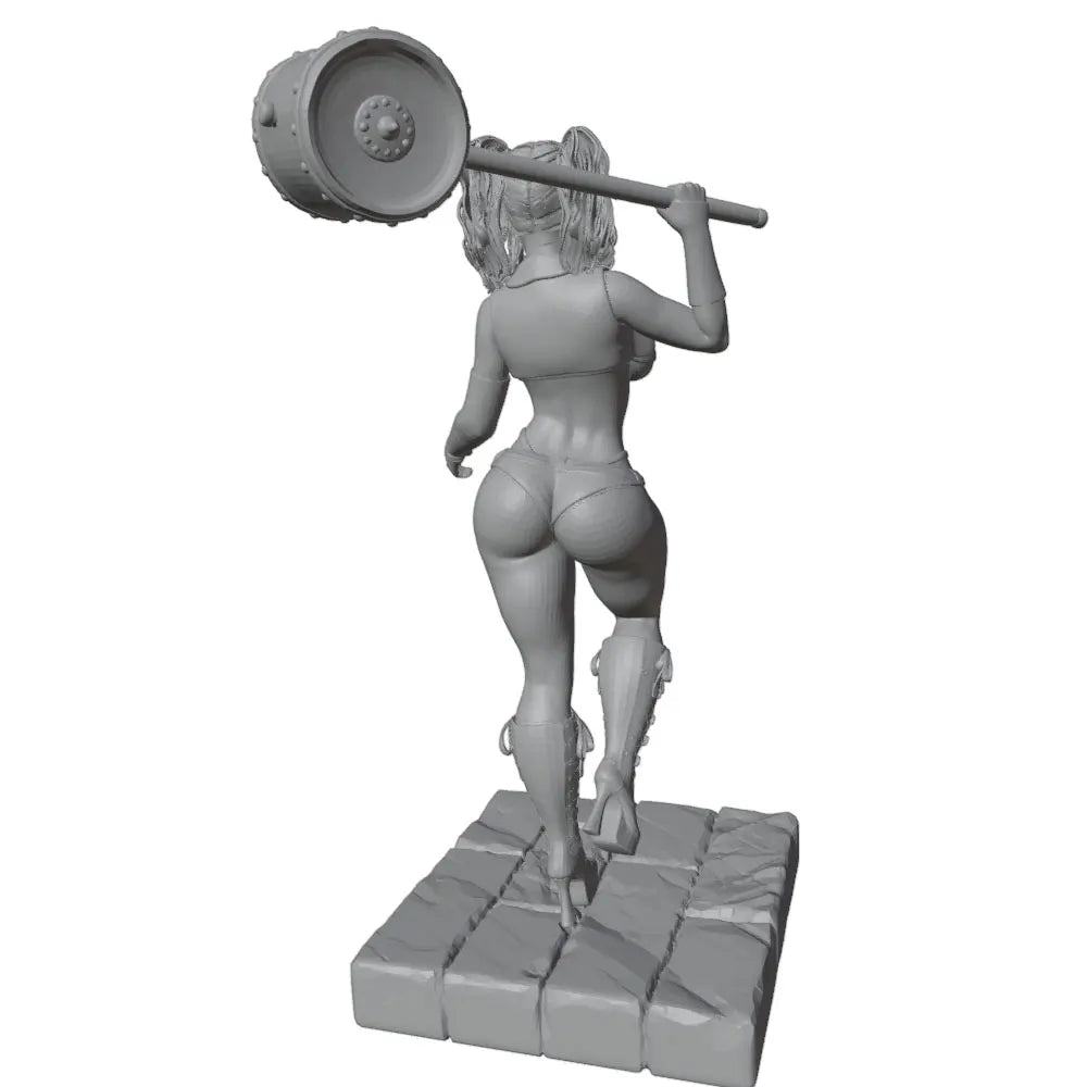 1/24 Blonde Pin-up Warrior with Axe, Resin Model Figure Kit, Unassembled and Unpainted