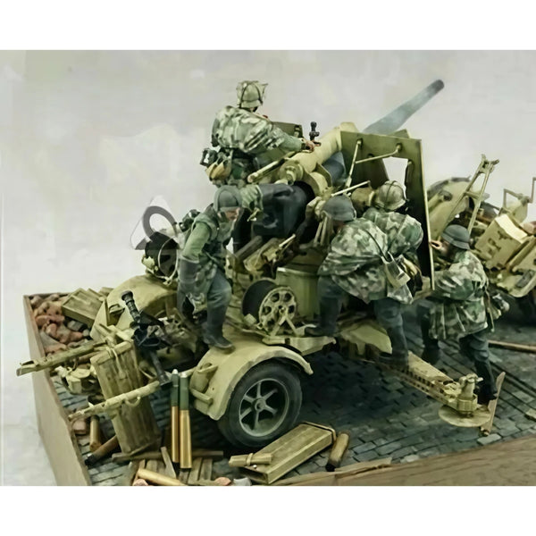 1/35 WWII German Flak Gun Crew, 5 Figures, Resin Model Figure Kit, Unassembled and Unpainted