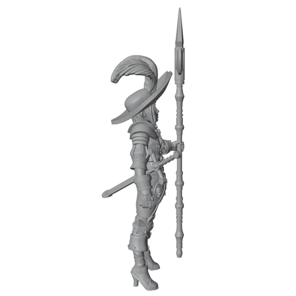 1/35 Female Warrior with Feathered Helm and Battle Axe, Resin Model Figure Kit, Fantasy Theme, Unassembled and Unpainted