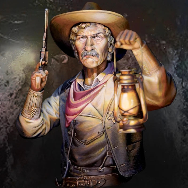 1/10 American Civil War Wild West Sheriff, Resin Model Bust Kit, Unassembled and Unpainted