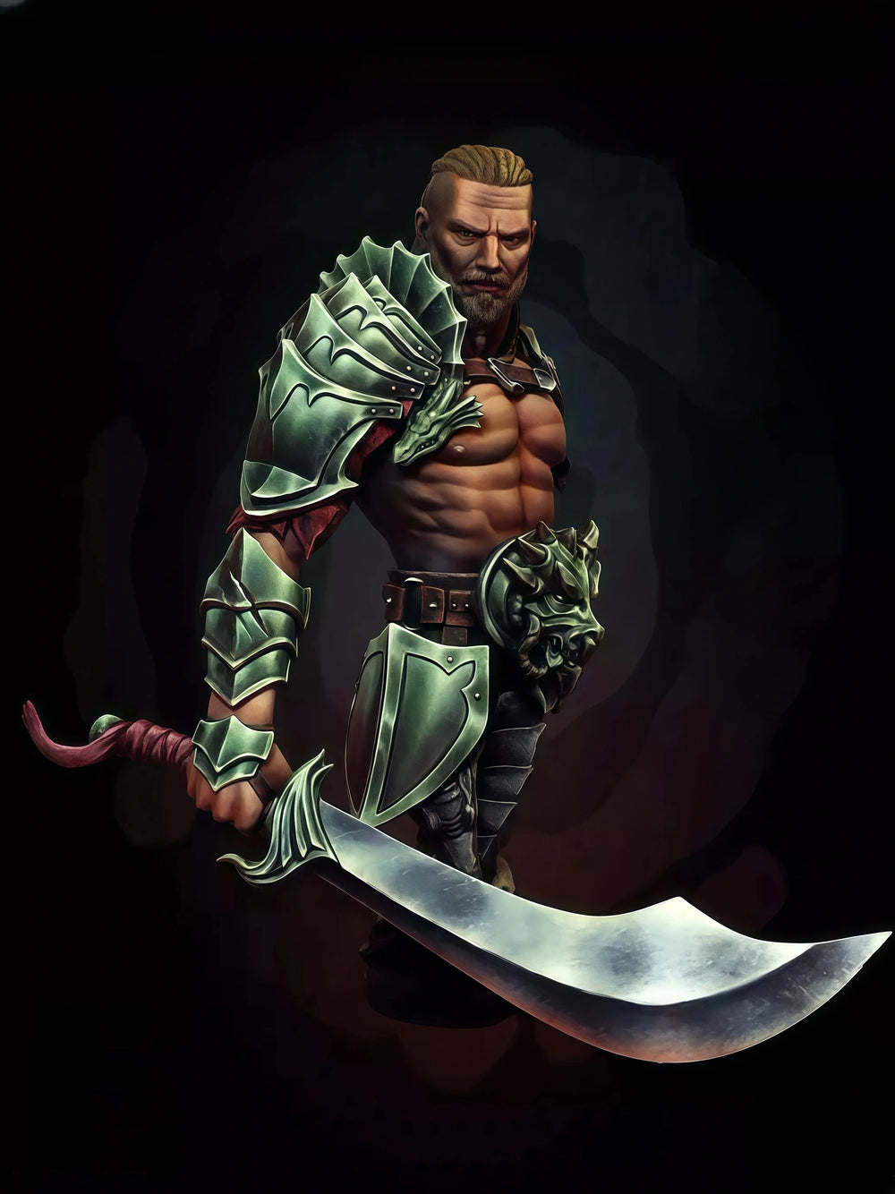 1/10 Demonic Warrior, 2 Figures, Resin Model Bust Kit, Fantasy Theme, Unassembled and Unpainted