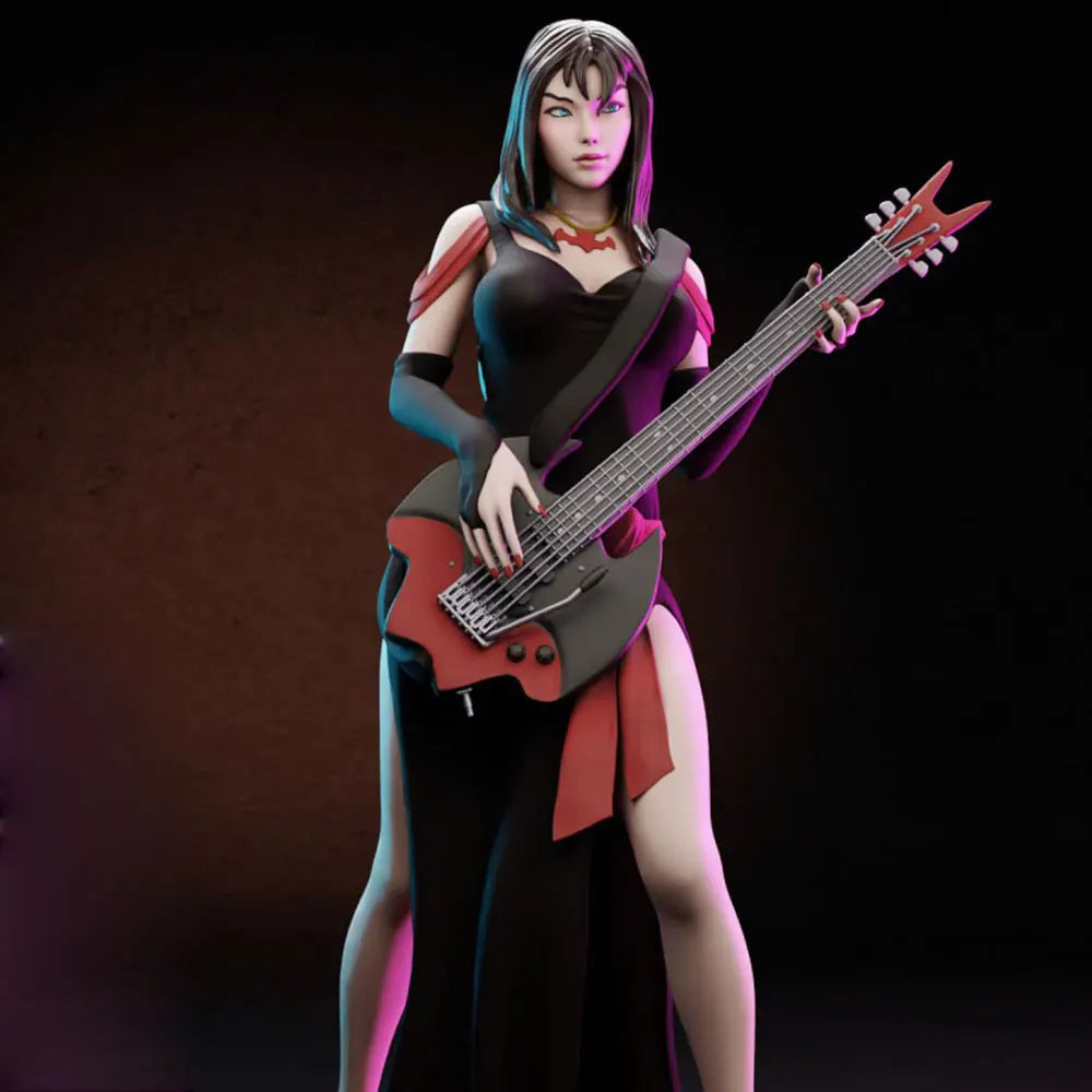 1/24 Female Guitarist, Resin Model Figure Kit, Anime Theme, Unassembled and Unpainted