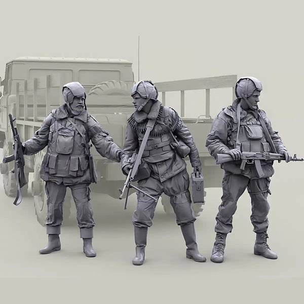 1/35 WWI German Stormtroopers with Rifles and Submachine Gun, 3 Figures, Resin Model Figure Kit, Unassembled and Unpainted
