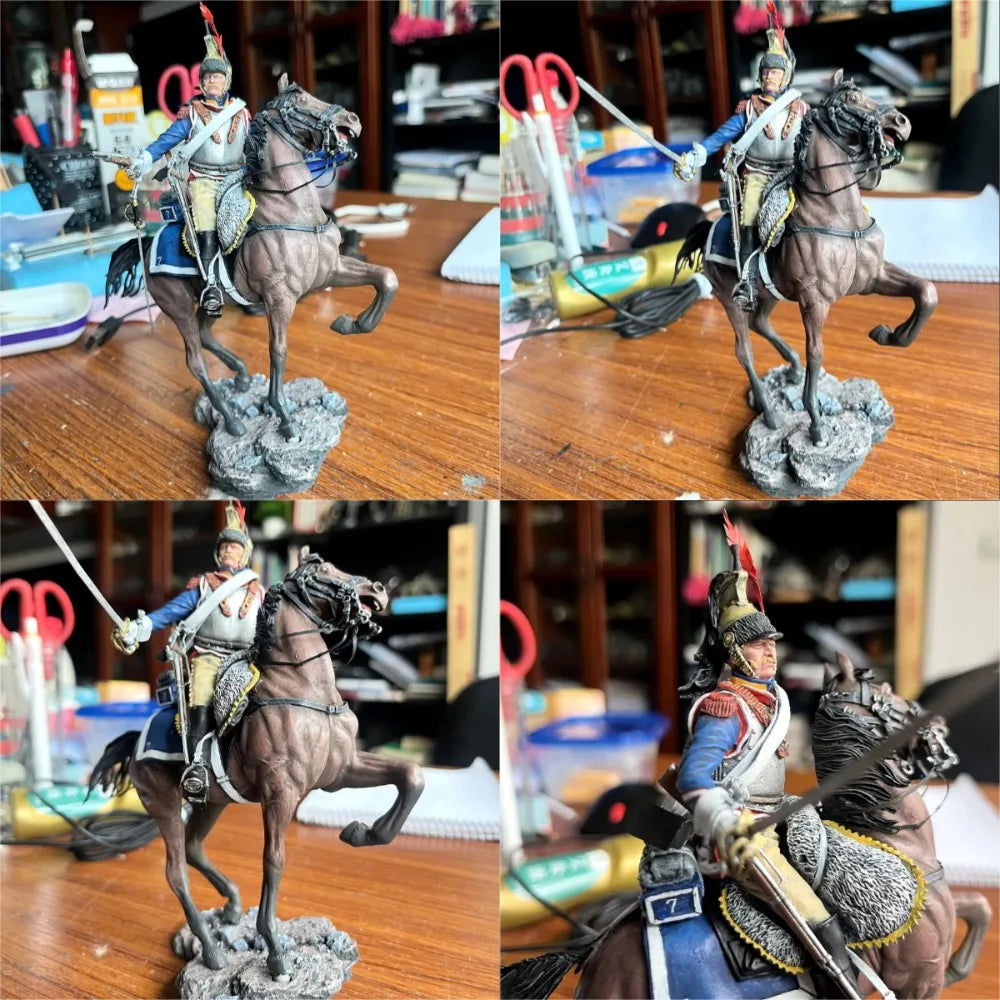 90mm Napoleonic Dragoon Mounted, Resin Model Figure Kit, Unassembled and Unpainted