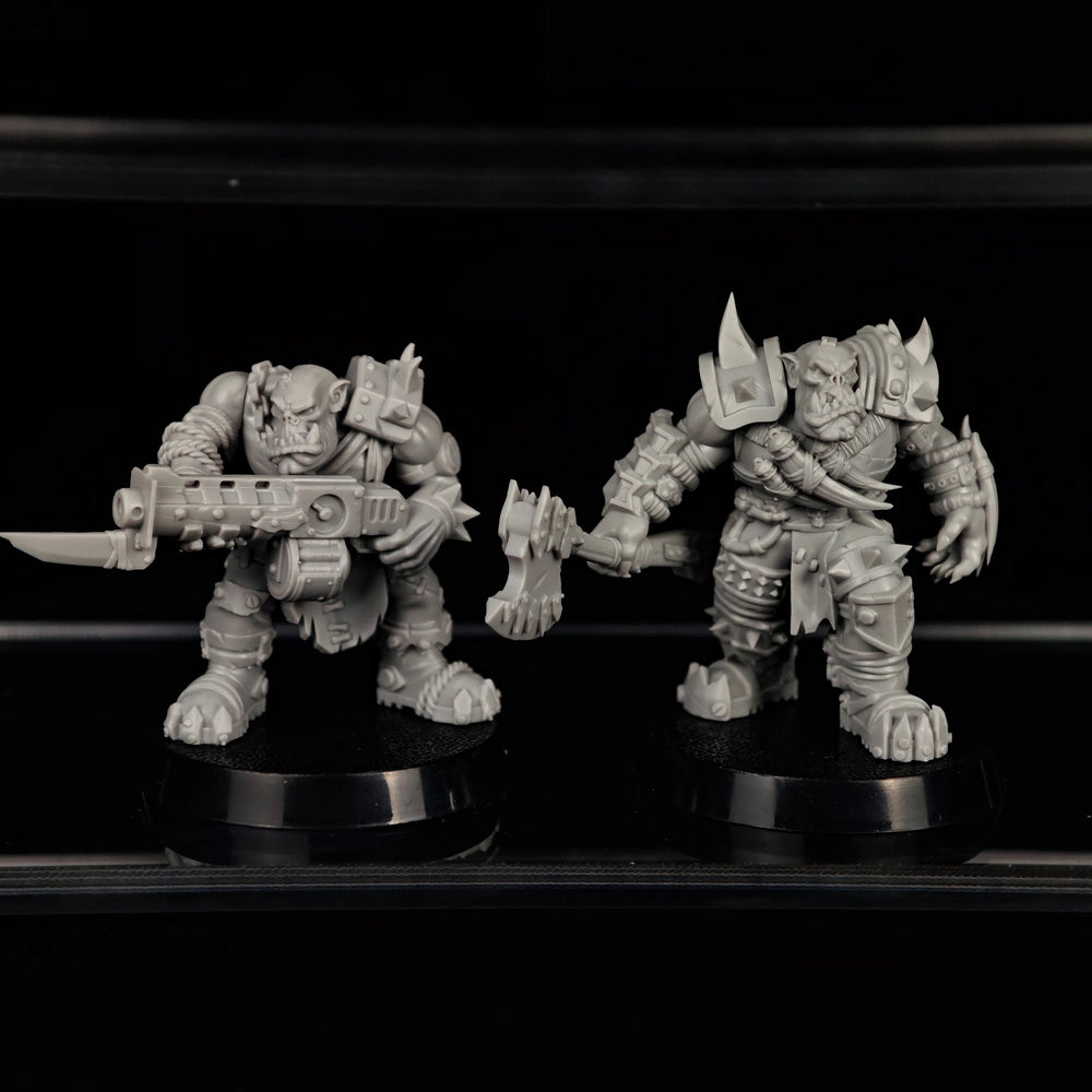 32mm Grimdark Ork Warriors Squad, 16 Figures, Resin Model Figure Kit, Sci-Fi Theme, Unassembled and Unpainted