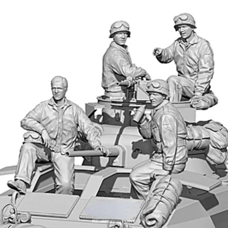 1/35 WWII US Tank Crew Operating Gun, 4 Figures, Resin Model Figure Kit, Unassembled and Unpainted