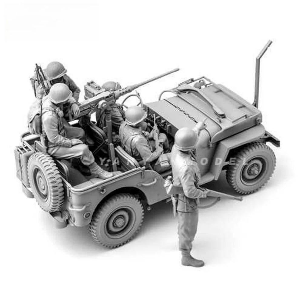 1/35 WWII US Army Infantry & Military Police, 5 Figures, Resin Model Figure Kit, Unassembled and Unpainted