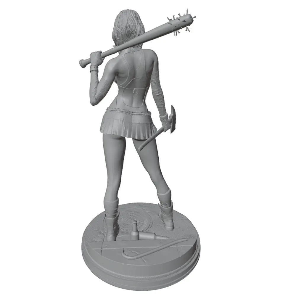 1/24 Female Barbarian with Axe and Rifle, Resin Model Figure Kit, Fantasy Theme, Unassembled and Unpainted
