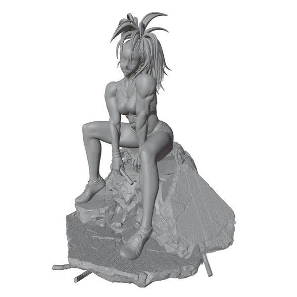 1/24 Spiky-Haired Female Pin-Up, Resin Model Figure Kit, Unassembled and Unpainted