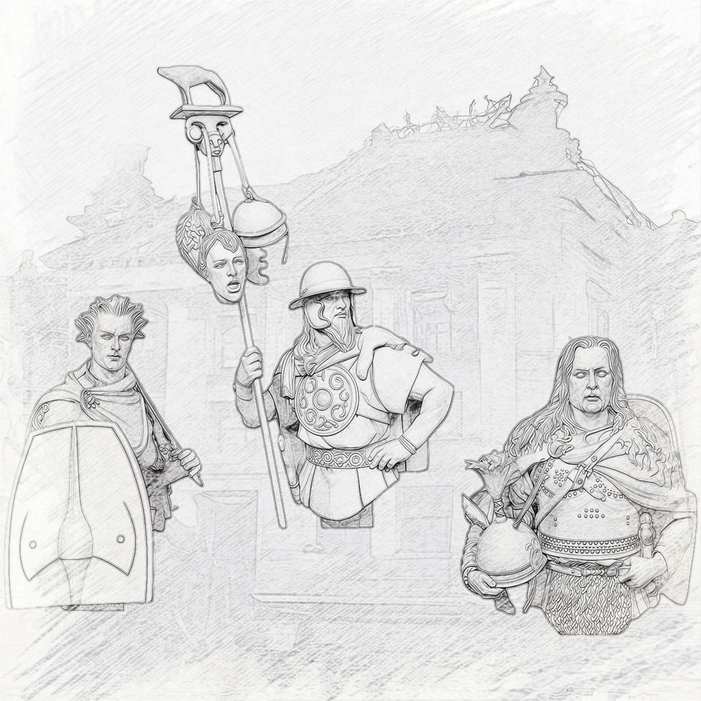1/12 Medieval Fantasy Warriors, 3 Figures, Resin Model Figure Kit, Unassembled and Unpainted