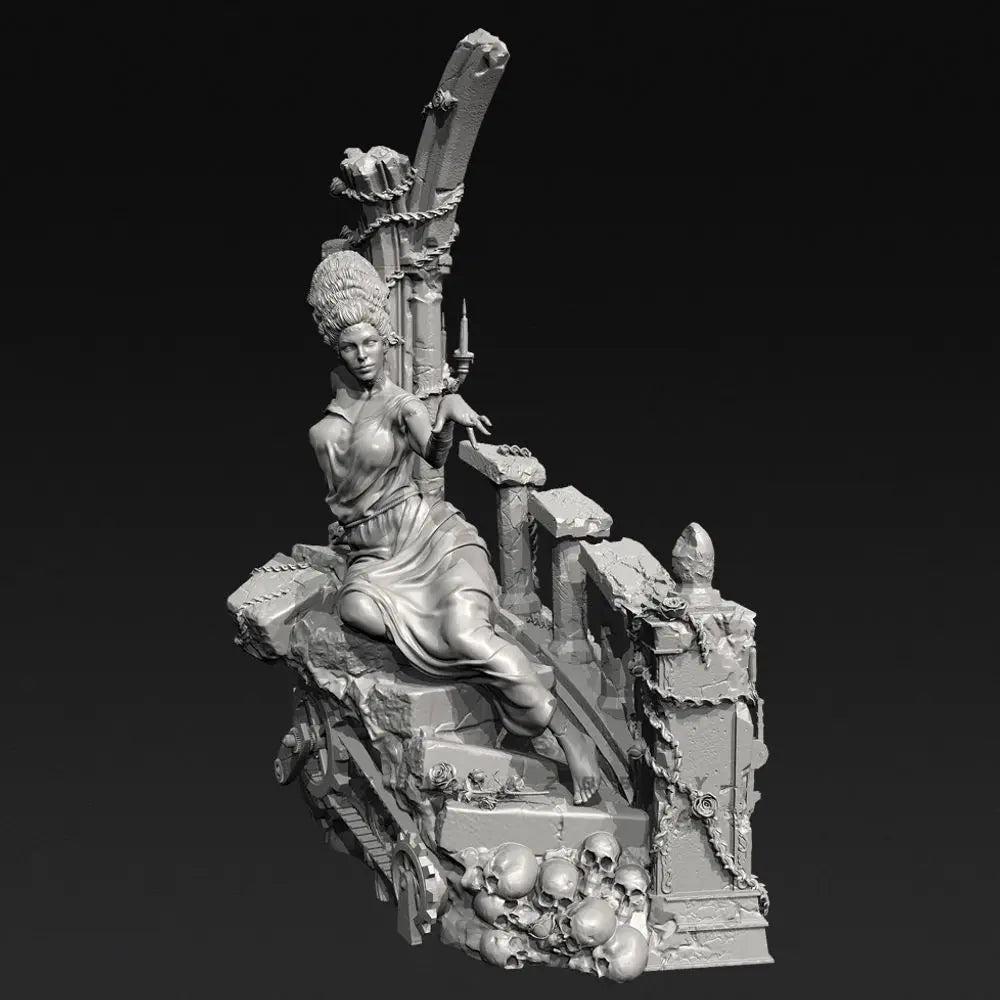 75mm Armored Female Warrior, Resin Model Figure Kit, Fantasy Theme, Unassembled and Unpainted