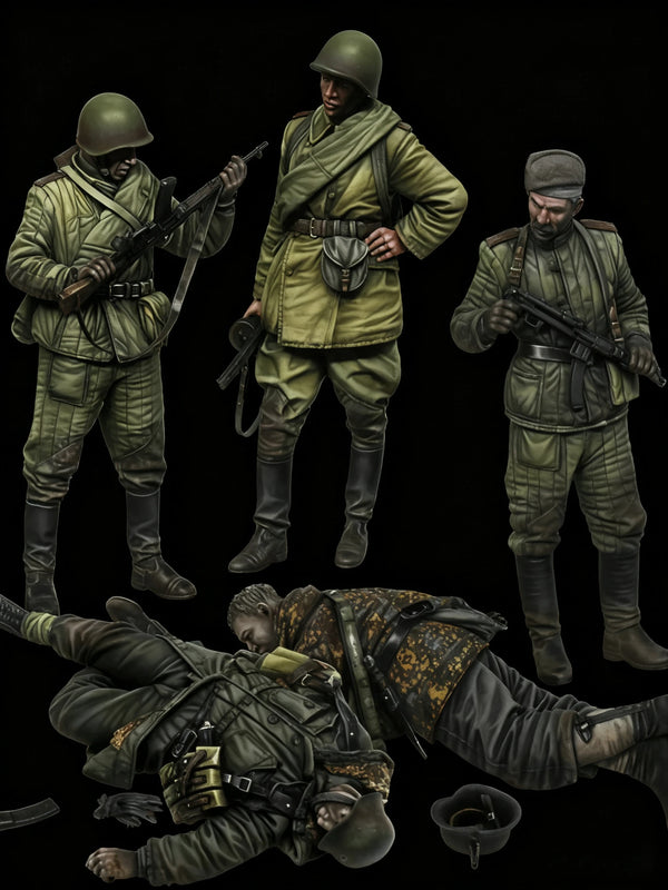 1/35 Modern Soviet Infantry with Casualties, 5 Figures, Resin Model Figure Kit, Unassembled and Unpainted