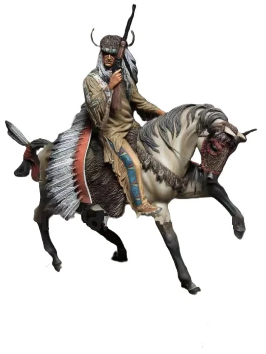 1/24 Barbarian Mounted Warrior, 2 Figures, Resin Model Figure Kit, Fantasy Theme, Unassembled and Unpainted