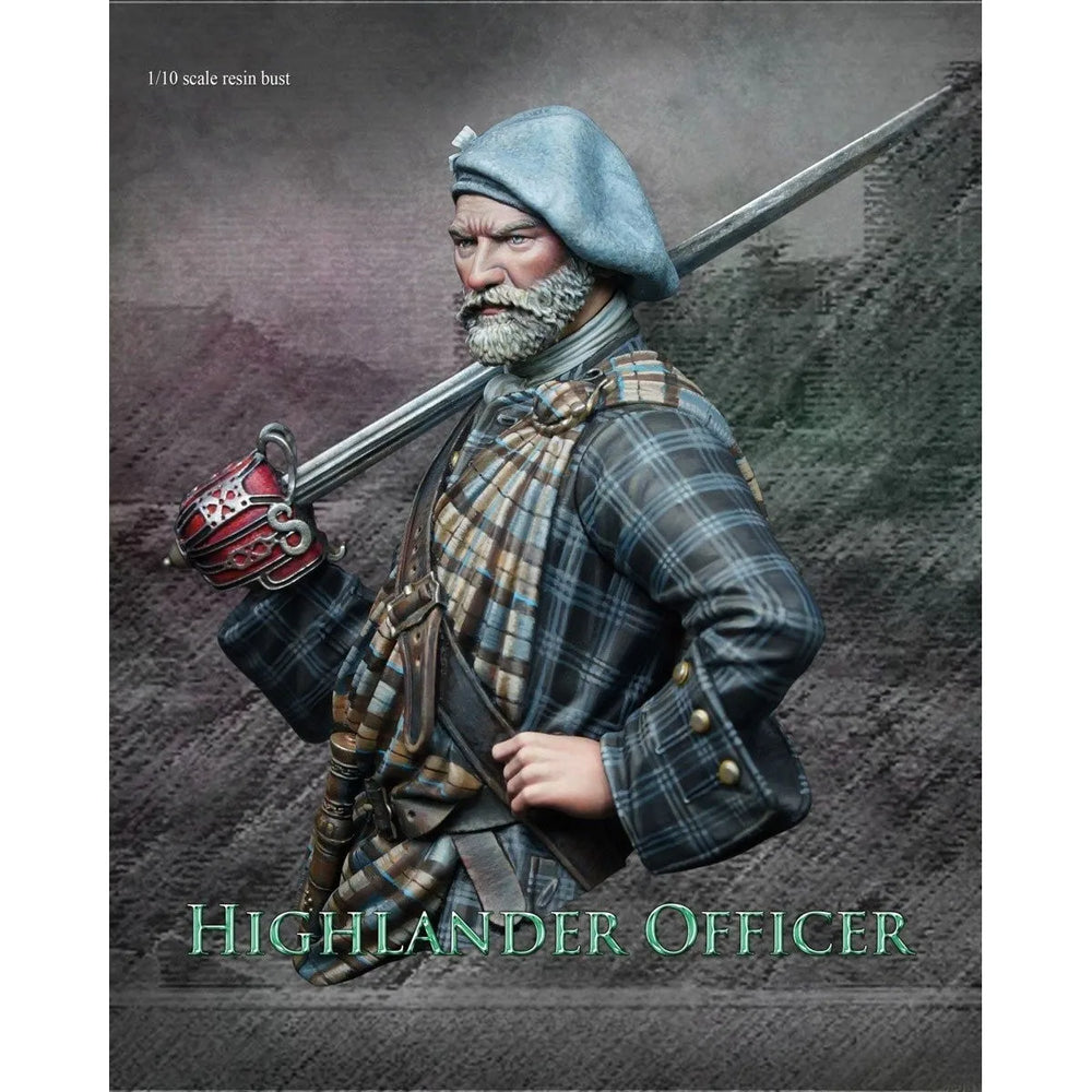 1/10 Napoleonic Highland Officer, Resin Model Bust Kit, Unassembled and Unpainted