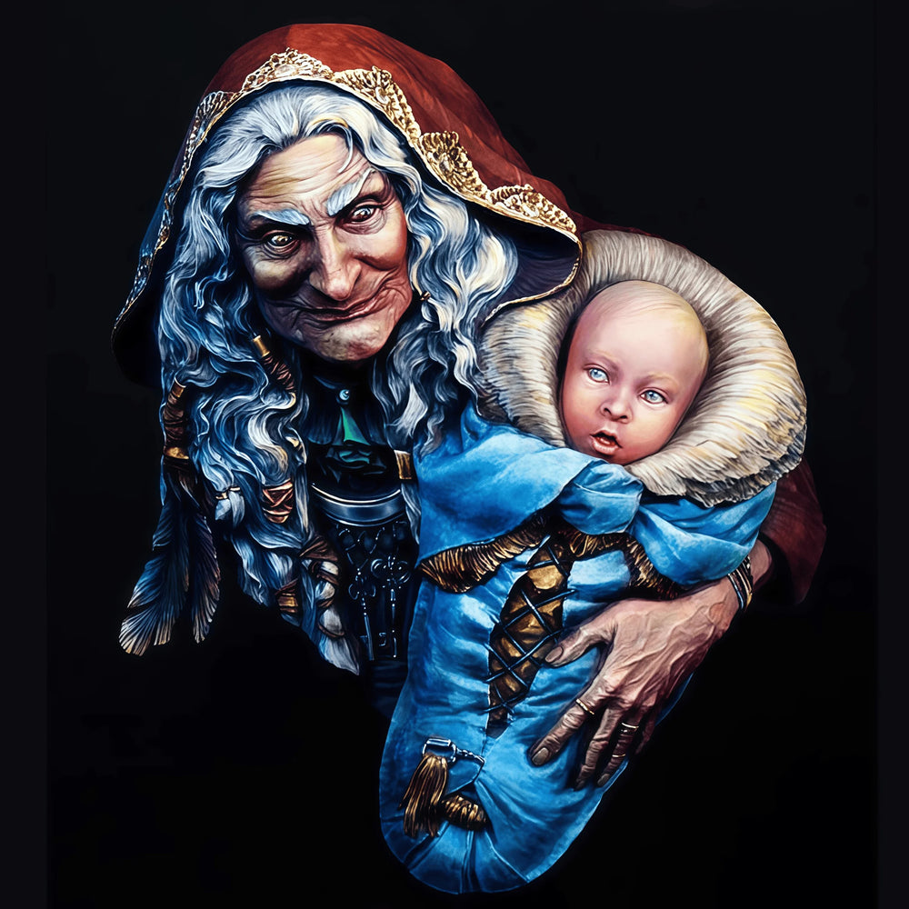 1/10 Mother with Infant, 2 Figures, Resin Model Bust Kit, Fantasy Theme, Unassembled and Unpainted