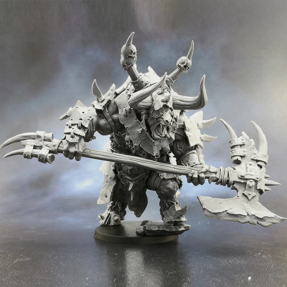 32mm Grimdark Minotaur Daemon, Resin Model Figure Kit, Fantasy Theme, Unassembled and Unpainted