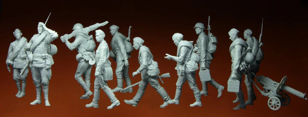 1/35 WWII German & Soviet Infantrymen Kursk 1943, 10 Figures, Resin Model Figure Kit, Unassembled and Unpainted