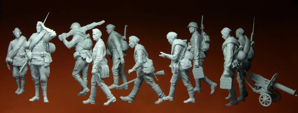 1/35 WWII German & Soviet Infantrymen Kursk 1943, 10 Figures, Resin Model Figure Kit, Unassembled and Unpainted