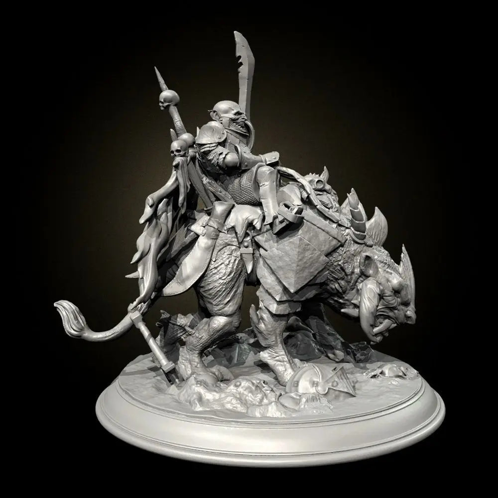 75mm Orc Cavalry Warrior, Resin Model Figure Kit, Fantasy Theme, Unassembled and Unpainted