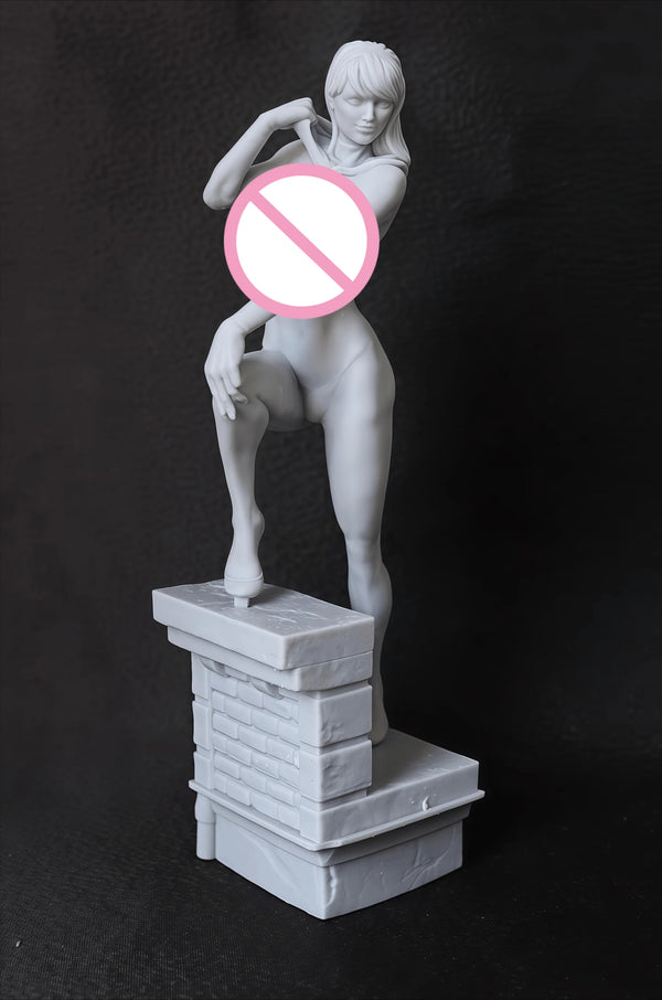 1/18 Female Pin-up on Pedestal, Resin Model Figure Kit, Unassembled and Unpainted