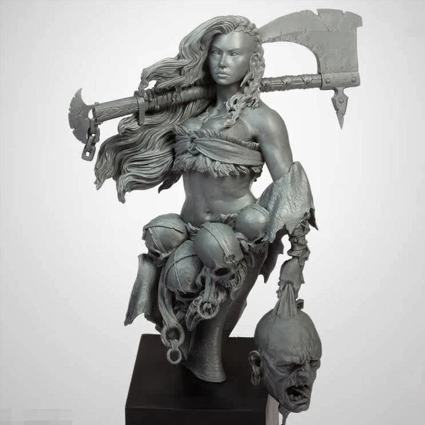 1/12 Female Warrior with Axe, Resin Model Bust Kit, Fantasy Theme, Unassembled and Unpainted