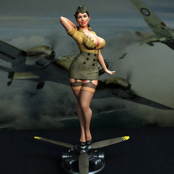75mm WWII Military Pinup, Resin Model Figure Kit, Unassembled and Unpainted