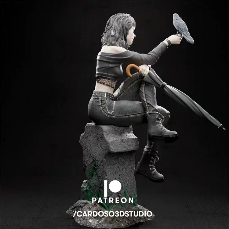 1/24 Dark Fantasy Female Warrior with Raven, Resin Model Figure Kit, Fantasy Theme, Unassembled and Unpainted