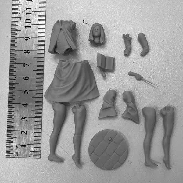 1/24 Hooded Sorceress with Flowing Robes, Resin Model Figure Kit, Fantasy Theme, Unassembled and Unpainted