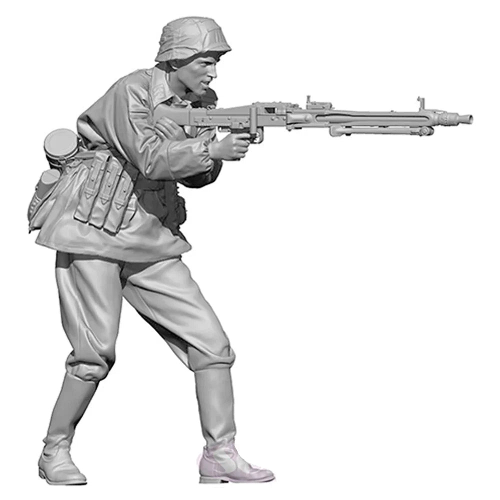 1/35 WWII German Squad Advancing and Firing, 6 Figures, Resin Model Figure Kit, Unassembled and Unpainted