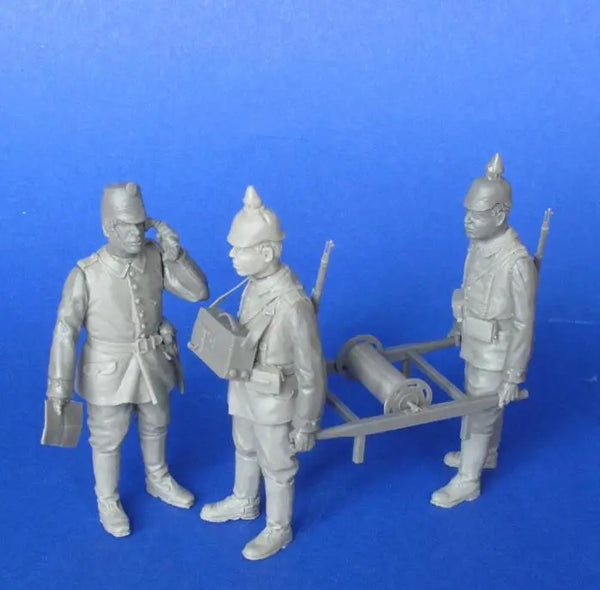 1/35 WWI German Pickelhaube Infantry Machine Gun Crew, 3 Figures, Resin Model Figure Kit, Unassembled and Unpainted