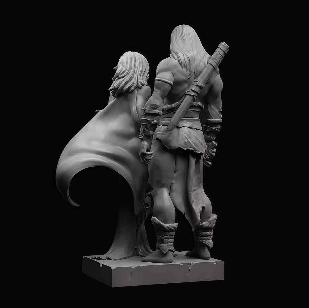 1/24 Medieval Fantasy Barbarian Warriors, 2 Figures, Resin Model Figure Kit, Unassembled and Unpainted