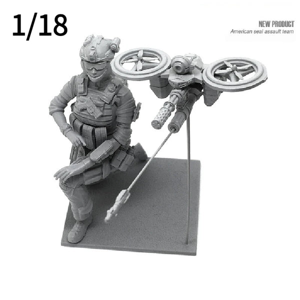1/35 Modern US Female Soldiers & Drones, 3 Figures, Resin Model Figure Kit, Unassembled and Unpainted