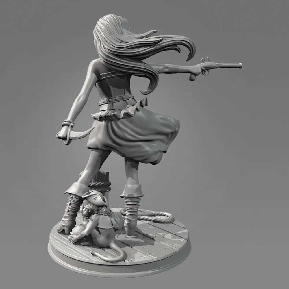 50mm Caribbean Female Pirate Warrior, Resin Model Figure Kit, Unassembled and Unpainted