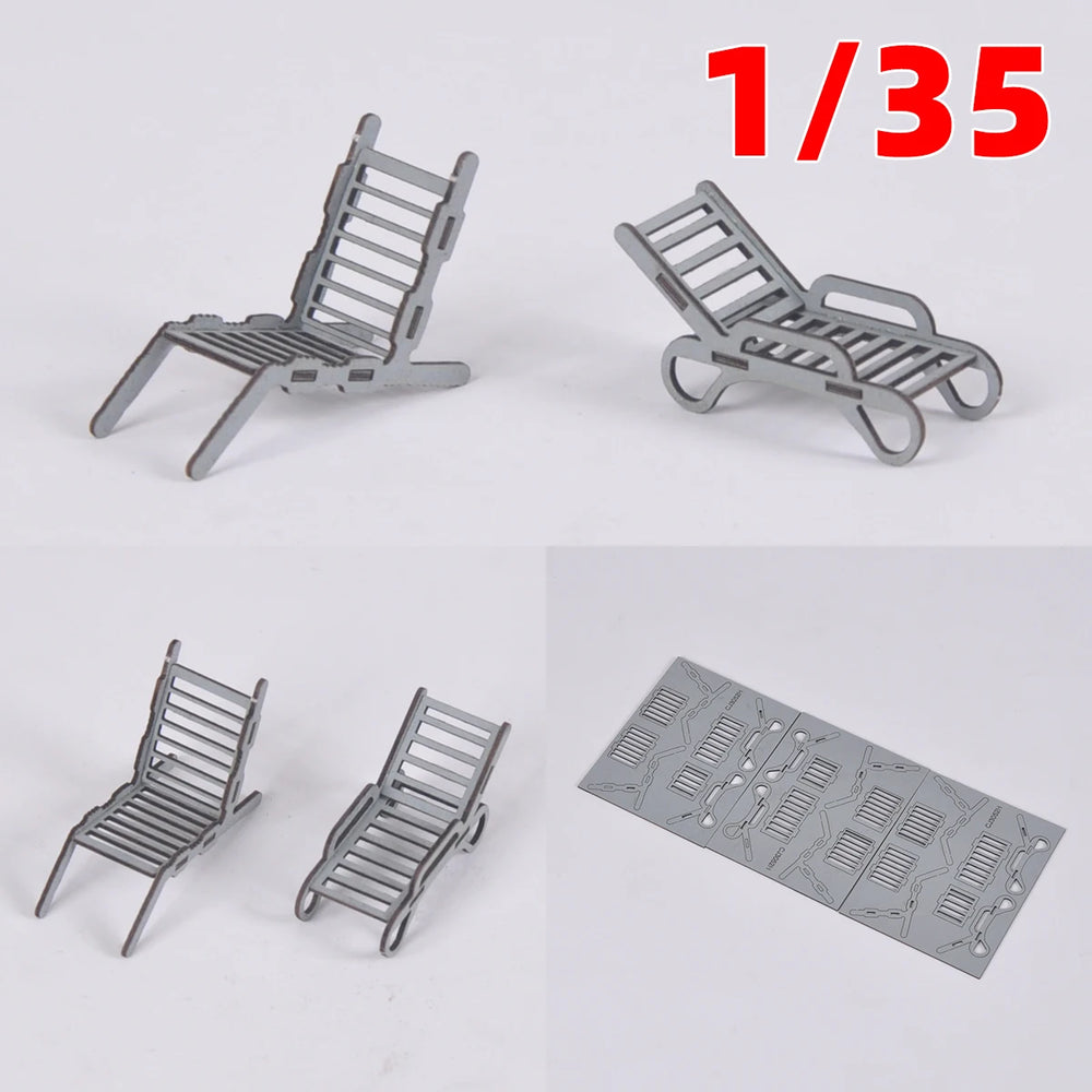 1/35 Beach Lounge Chairs, Resin Model Terrain Kit, Historical Theme, Unpainted