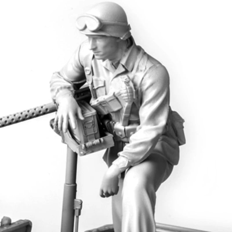 1/16 WWII US Army Machine Gunner, Resin Model Figure Kit, Unassembled and Unpainted