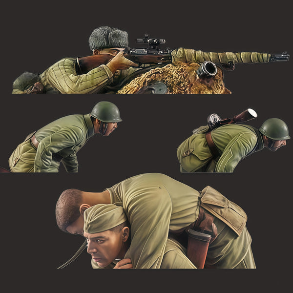 1/35 WWI Soldiers in Combat Poses, 6 Figures, Resin Model Figure Kit, Unassembled and Unpainted