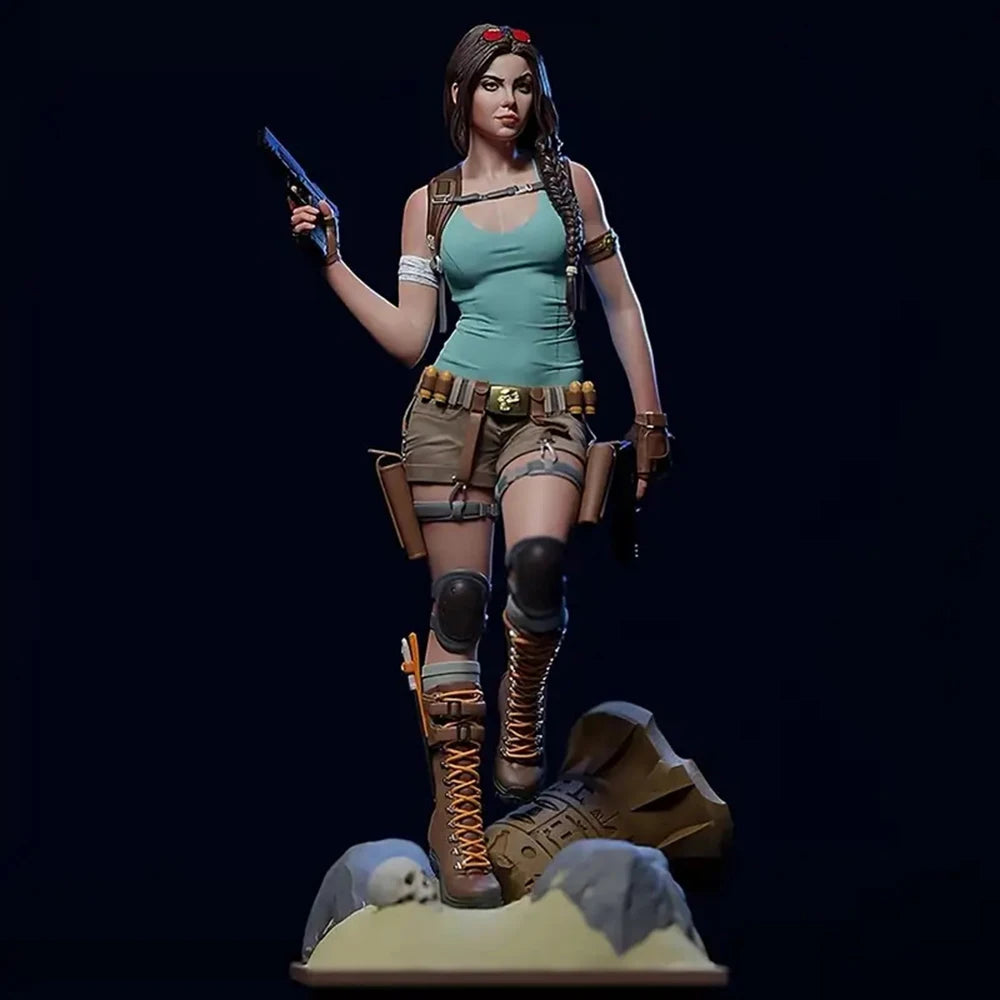 75mm Modern Female Adventurer with Pistol and Machete, Resin Model Figure Kit, Unassembled and Unpainted