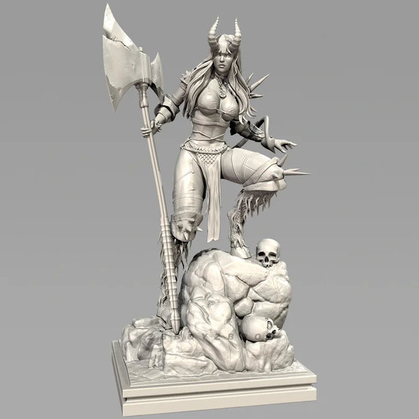 75mm Demon Queen Warrior, Resin Model Figure Kit, Fantasy Theme, Unassembled and Unpainted