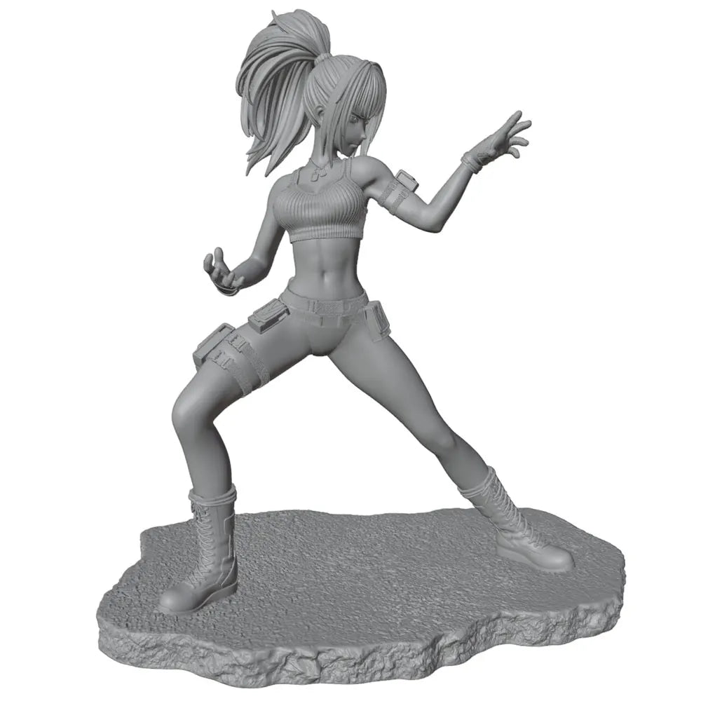 75mm Female Warrior in Wide Combat Stance, Resin Model Figure Kit, Fantasy Theme, Unassembled and Unpainted