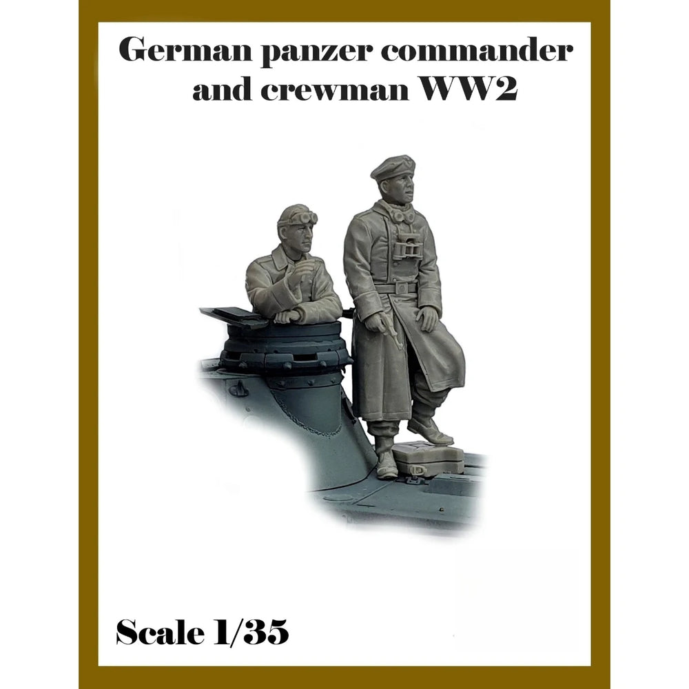 1/35 WWII German Panzer Commander Briefing Crewman, 2 Figures, Resin Model Figure Kit, Unassembled and Unpainted