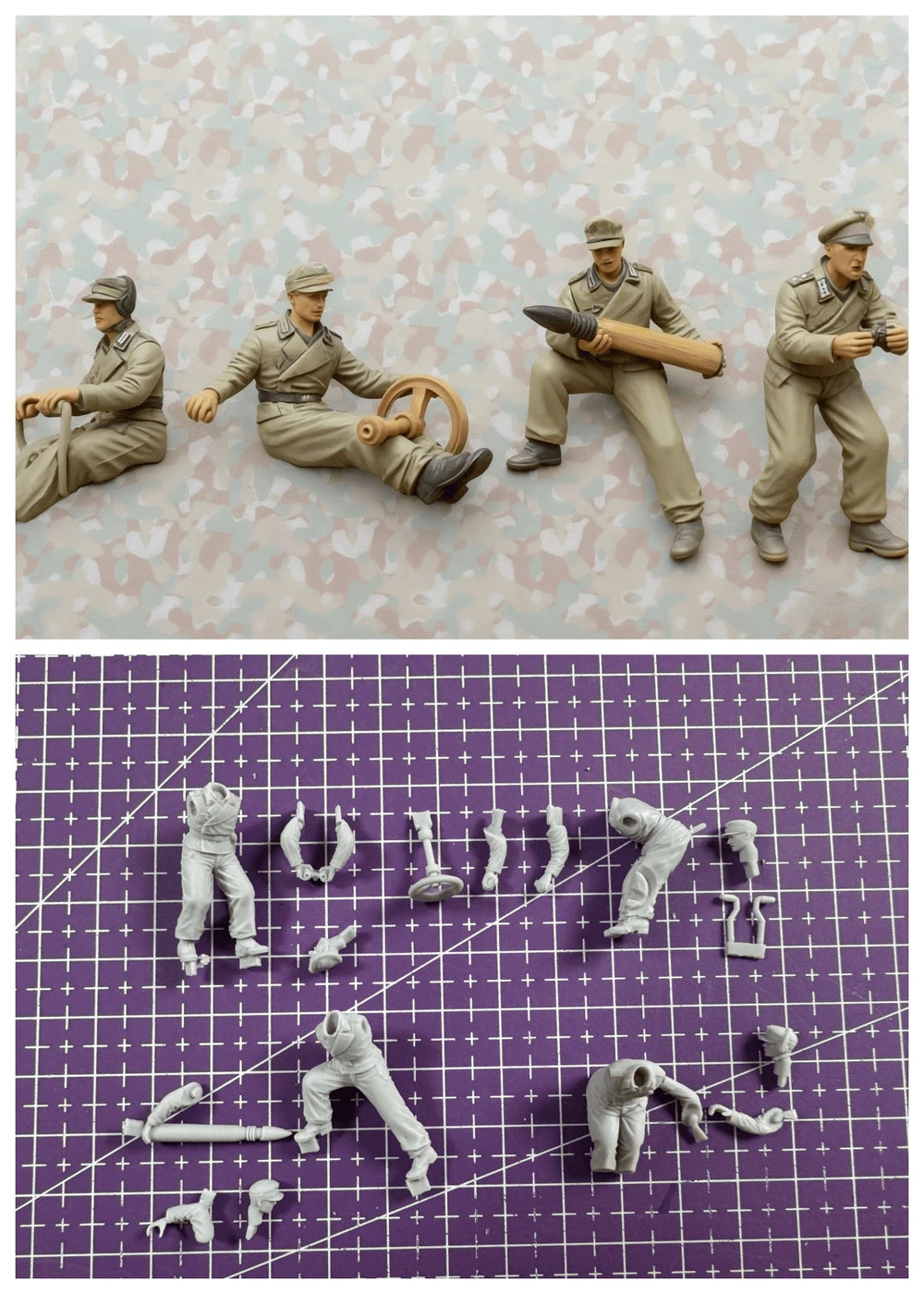 1/48 WWII Tank Crew Group, 10 Figures, Resin Model Figure Kit, Unassembled and Unpainted