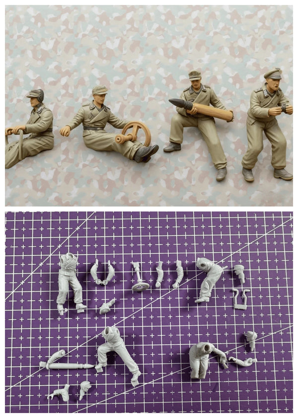 1/48 WWII Tank Crew Group, 10 Figures, Resin Model Figure Kit, Unassembled and Unpainted