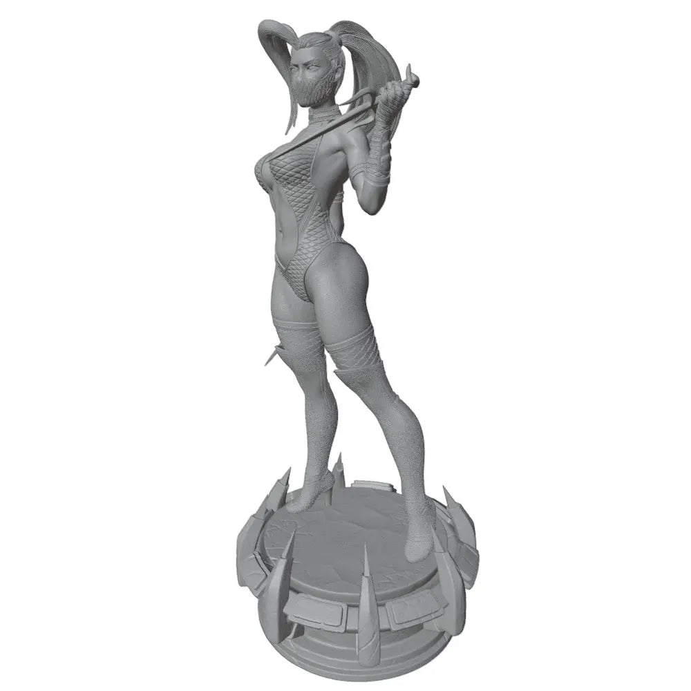75mm Long-Haired Female Warrior with Dual Blades, Resin Model Figure Kit, Unassembled and Unpainted