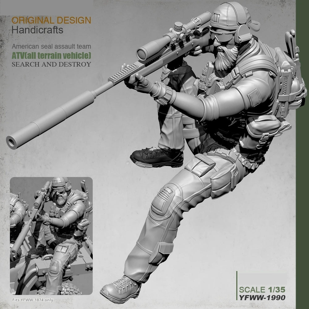 1/35 Modern American Sniper Soldier, Resin Model Figure Kit, Unassembled and Unpainted