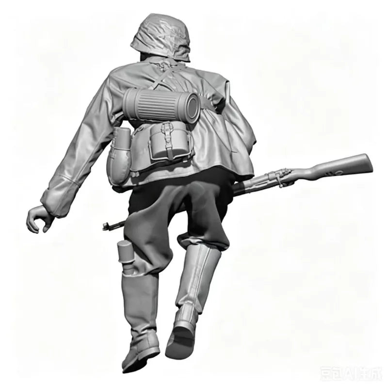 1/16 WWII German Infantry Soldier Jumping, Resin Model Figure Kit, Unassembled and Unpainted