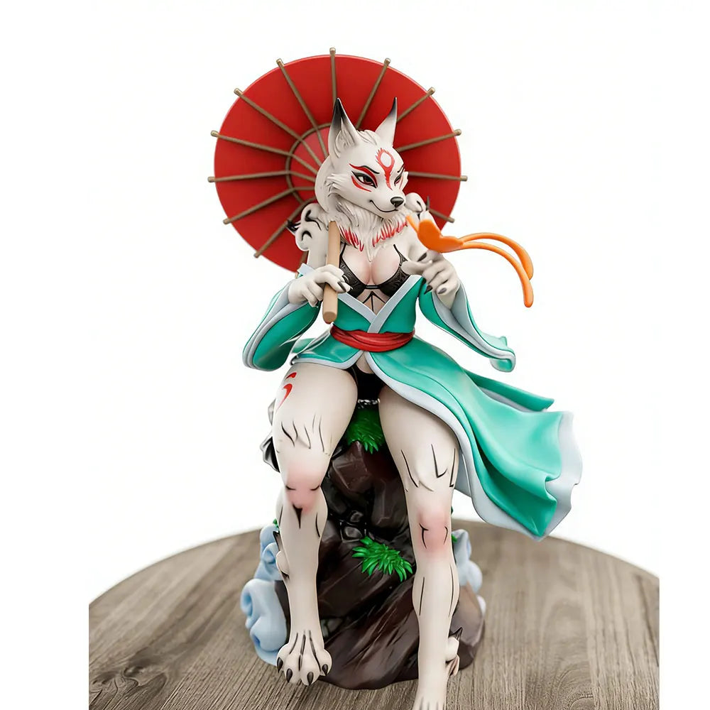 1/24 Female Character with Parasol, Resin Model Figure Kit, Anime Theme, Unassembled and Unpainted
