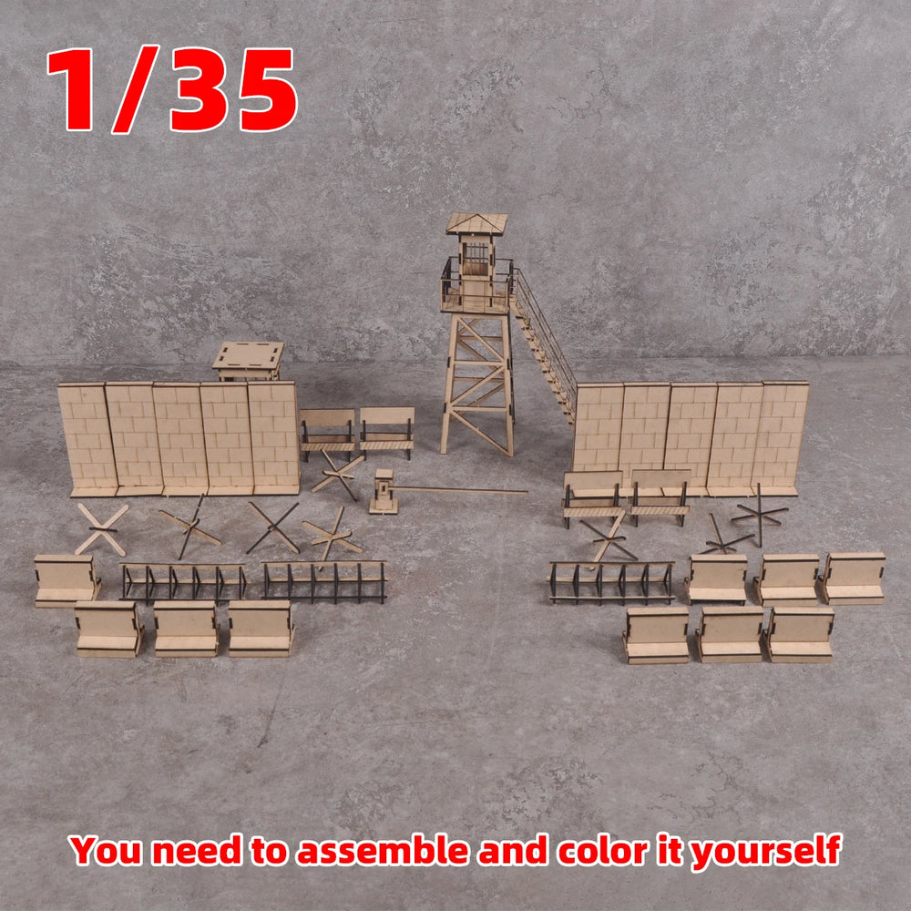 1/35 Modern Military Checkpoint Barrier, 4 Figures, Resin Model Diorama Kit, Unassembled and Unpainted