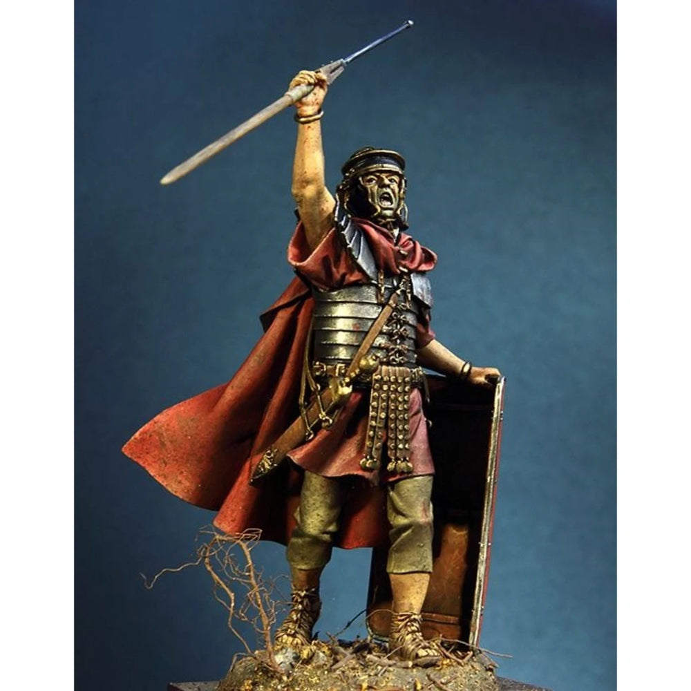 75mm Ancient Roman Legionary Raising Pilum, Resin Model Figure Kit, Unassembled and Unpainted