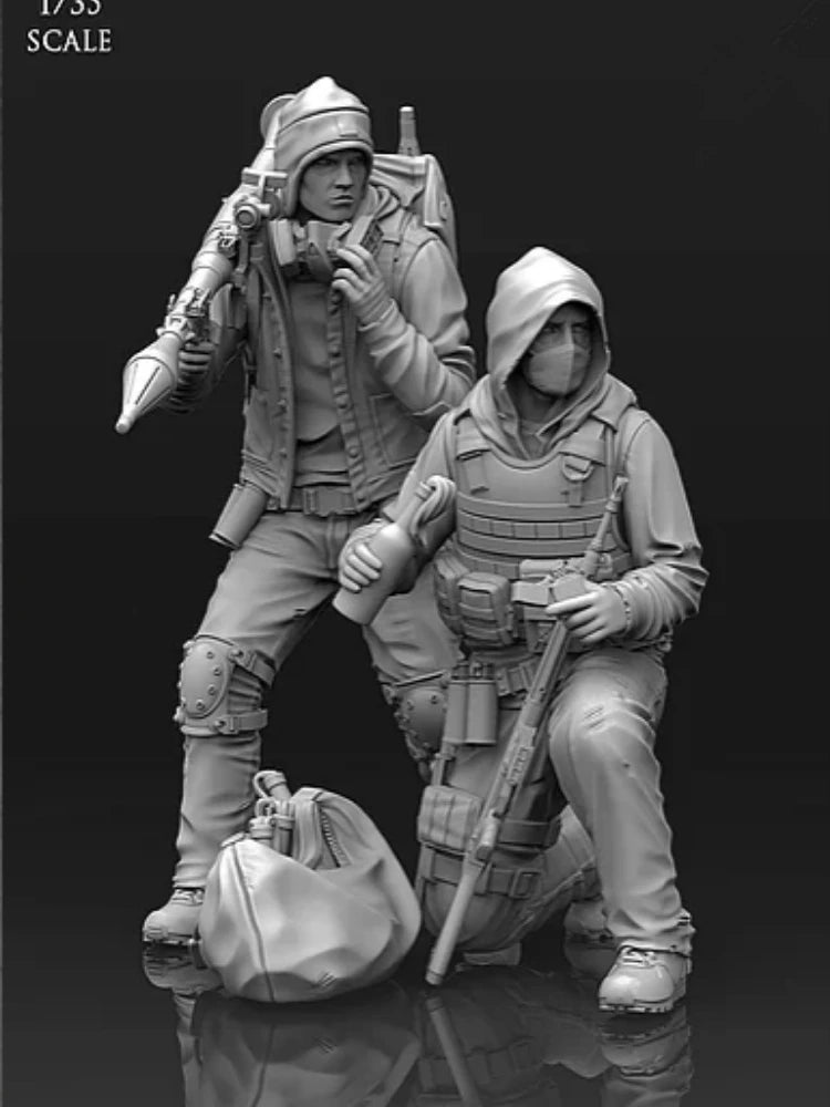 1/35 Future Warriors, 2 Figures, Resin Model Figure Kit, Sci-Fi Theme, Unassembled and Unpainted