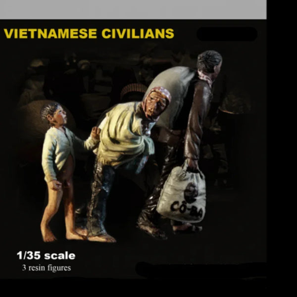 1/35 Vietnam War Vietnamese Civilians, 3 Figures, Resin Model Figure Kit, Unassembled and Unpainted
